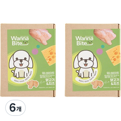 반려동물 워너바이트 말랑져키 가수분해 간식, 혼합맛(닭고기/치즈), 120g, 6개