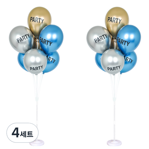 파티쇼 풍선꽂이 장식 세트 130cm, 인쇄크롬파티혼합, 4세트