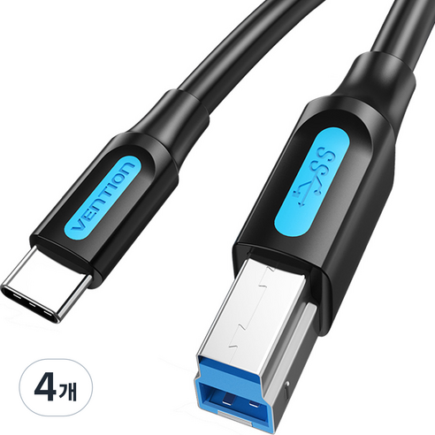 벤션 C타입 to USB 3.0 B CM BM 고속케이블, 4개, 1m