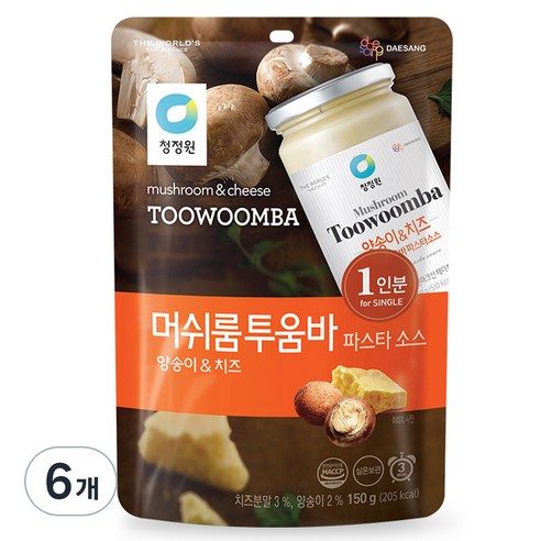 청정원 싱글 파우치 머쉬룸 투움바 소스, 150g, 6개