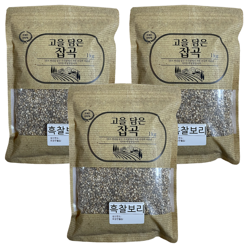 고을담은 흑찰보리 국산, 1kg, 3개