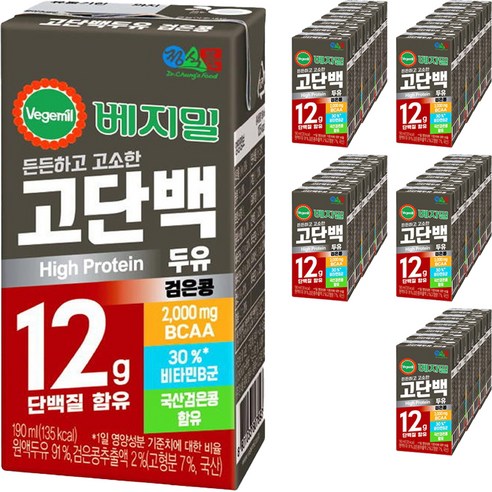 베지밀 고단백두유 검은콩, 190ml, 16개