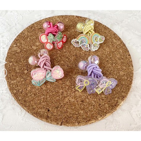 사랑스러운 디자인과 짱짱한 탄력으로 아이 머리 스타일을 완성해주는 비솔 러블리파츠 머리끈!