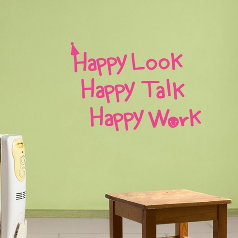 캘리그라피 포인트스티커 Happy LTW, 핑크