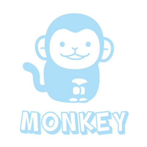 디자인수풀 그래픽스티커 동물농장, 원숭이(라이트스카이