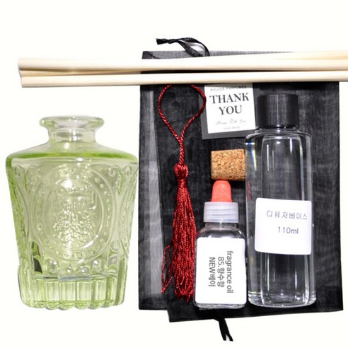 케이지 디퓨저KIT 엔틱심볼 그린 우드태슬 향수향, NEW베이, 150ml