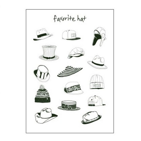 앤츠팩토리 일러스트포스터, favorite hat