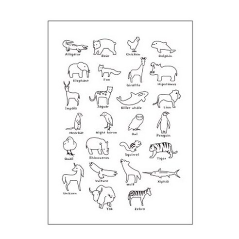 앤츠팩토리 일러스트포스터, Animals line
