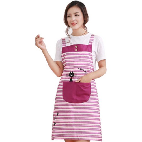 코림 심플 앞치마, 자주 줄무늬, 1개