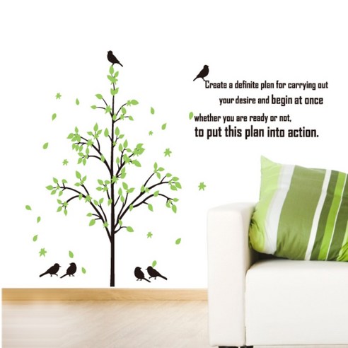 홈코디 아기나무의 꿈 포인트 스티커, 블랙+옐로우그린