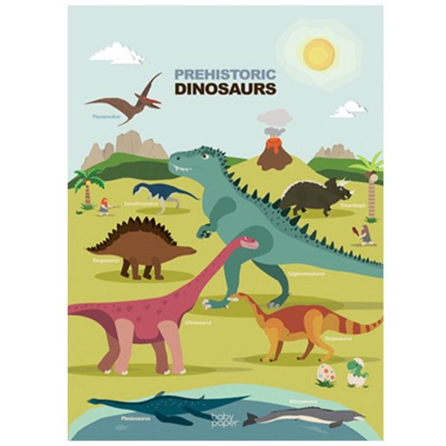 베이비페이퍼 prehistoric dinosaurs coating 포스터, 혼합색상