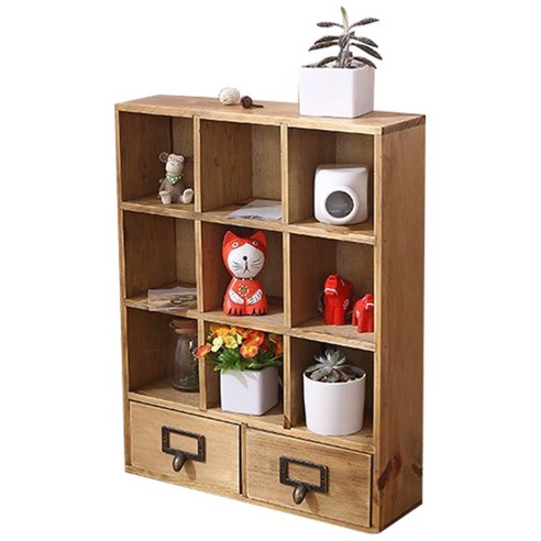 더자카 미니 9칸 선반 서랍장, 베이지