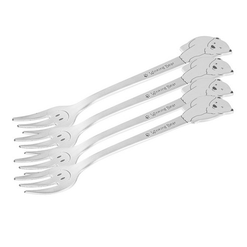 테이블아트 국산 윙킹베어 티포크, 혼합 색상, 4개