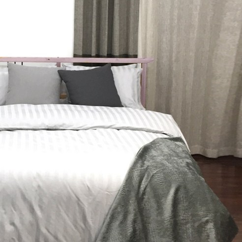꼰비비아 웨스턴 스트라이프 이불커버 세트, 그레이
