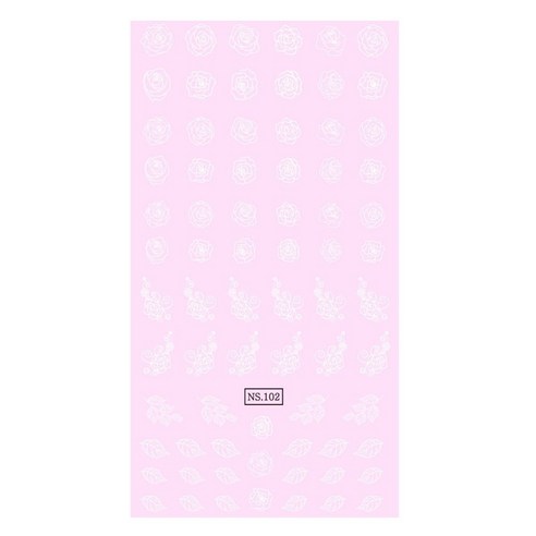 네일스케치 드라이데칼, 라인 장미 화이트, 1개