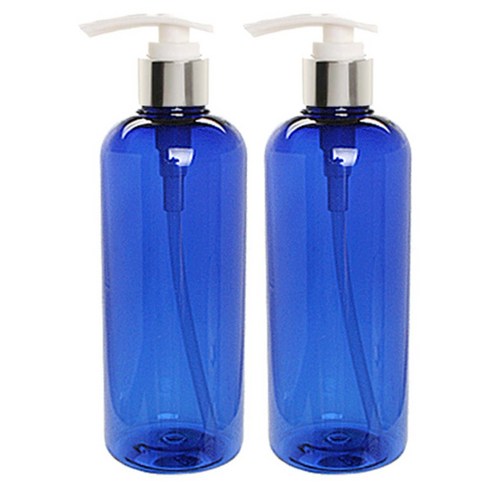 병도매닷컴 DT400 용기 400ml + 디스펜서, 용기 (청색투명), 캡 (실버), 2개
