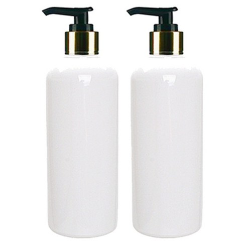 병도매닷컴 DT400 용기 400ml + 디스펜서, 용기 (백색), 캡 (검정골드), 2개