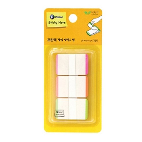 프린텍 팝업 인덱스 탭 스티키노트 38x25mm, 형광라인 3색, 2개