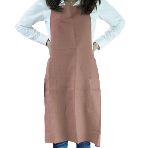 데베카 폴란드 린넨 에이프런 앞치마, 커피브라운, 1개