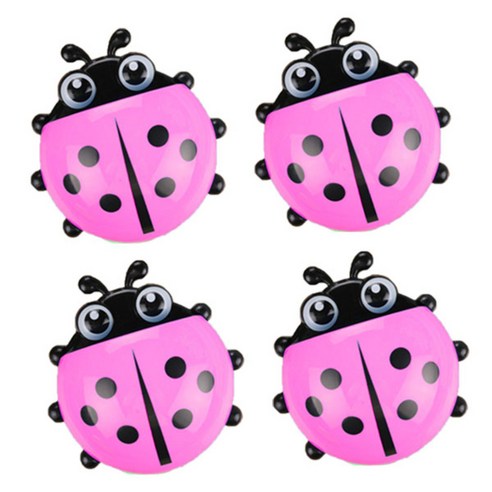 블럭마트 무당벌레 칫솔걸이, 핑크, 4개