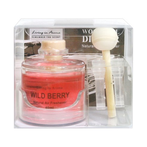 리빙인아로마 차량용 우드볼 디퓨저 40ml, 와일드베리