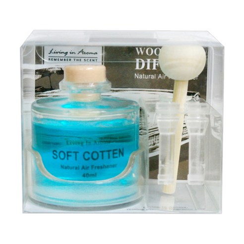 리빙인아로마 차량용 우드볼 디퓨저 40ml, 소프트코튼