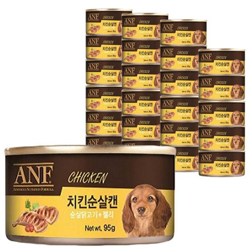 에이엔에프 강아지 간식캔, 치킨순살맛, 95g, 24개입