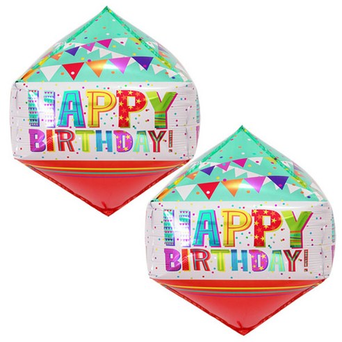 파티팡 생일 은박풍선, 다이아큐브 (믹스), 2개입