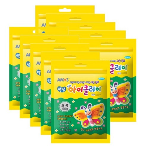 아모스 탱탱 아이 클레이 파우치 10p, 초록, 50g