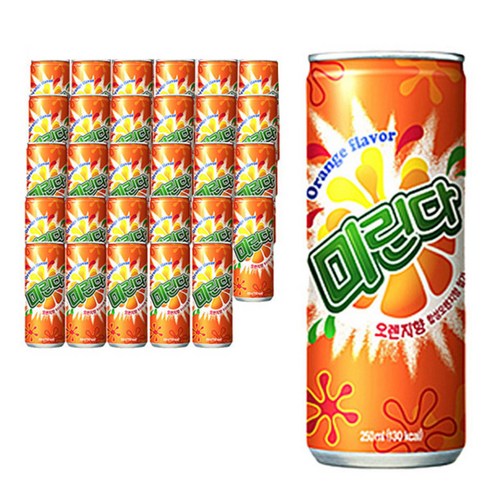 미린다 오렌지 탄산음료, 250ml, 30개