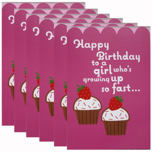 홀마크 생일 축하 카드, 딸기케이크 WWV2112, 6개입