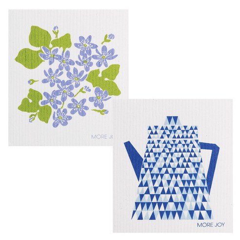 쿠 핀란드 행주 2p 세트 제비꽃 + 티팟 블루, 혼합 색상