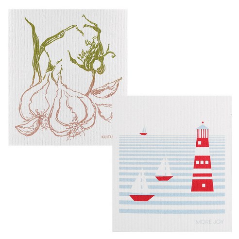 쿠 핀란드 행주 2p 세트, NO.995 마늘 + 등대
