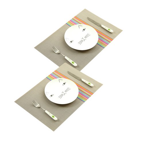 아울리빙 레인보우 식탁매트, 그레이, 2개입