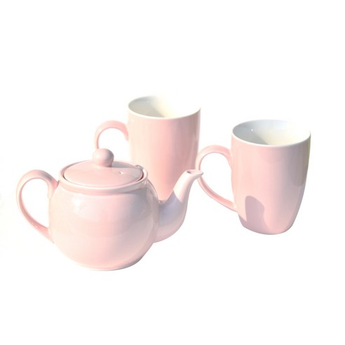 차모아 캐서린 미니멀 컬러티포트 티팟 +컬러머그 2개입, 핑크, 500ml
