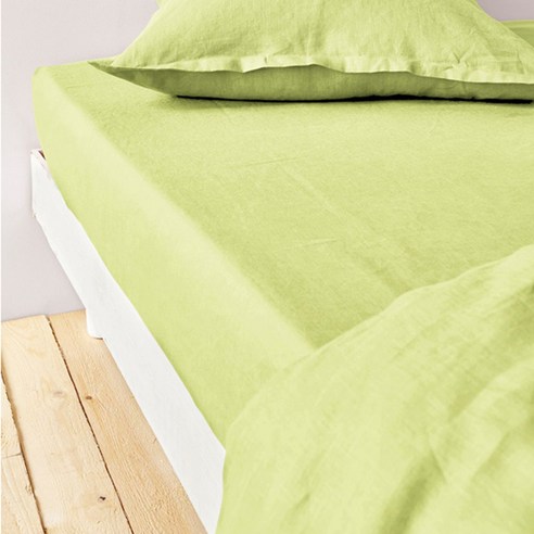 라흐두뜨 린넨 단색 매트리스 커버 F682757, tilleul green