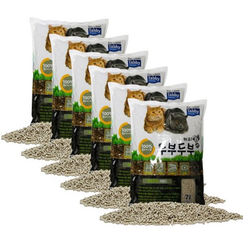 테비토퍼 두부두부 고양이 모래 커피, 7L, 6개