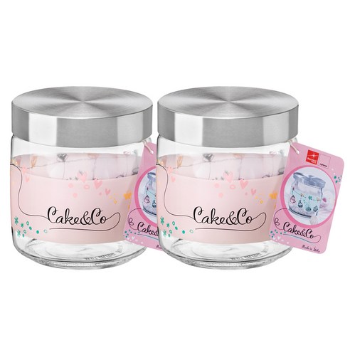 보르미올리 기아라 케잌&코 유리저장병 핑크, 750ml, 2개입