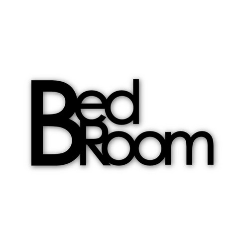 디자인신드롬 슬림 도어 사인 Bed Room, 블랙