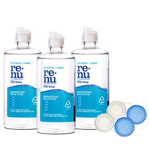 바슈롬 리뉴 센서티브 렌즈 세정액 355ml 3p + 케이스 2p 세트, 1세트