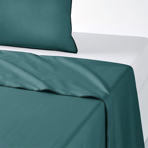 라흐두뜨 퍼케일면 심플 테두리 홑이불, paon blue + black