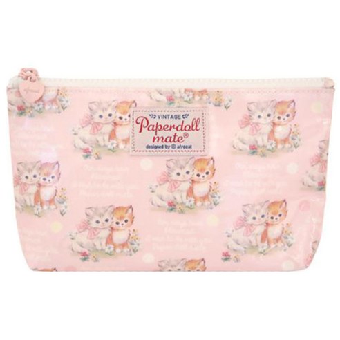 페이퍼돌메이트 오일클로스 파우치 M, 고양이, 1개