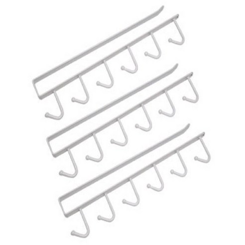 블럭마트 주방 심플 다용도 컵 앤 조리기구걸이, 화이트, 3개