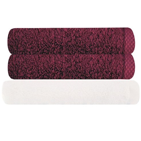 송월타월 피안느타월 40수 170g 2p + 모던바스타월, 피안느타월 (진자주), 바스타월 (하얀색), 1세트