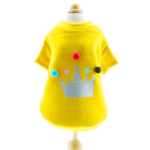 도그토리 왕관 강아지 티셔츠, 옐로우