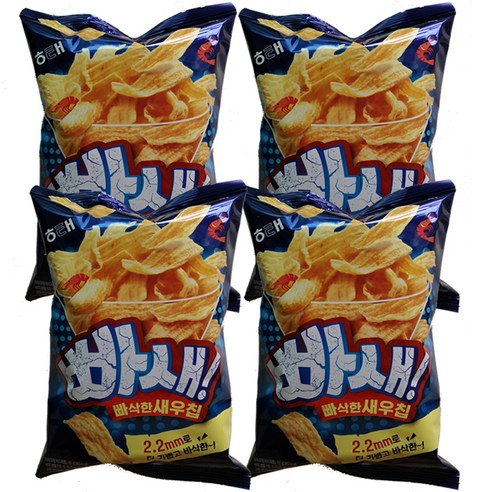 해태제과 빠새 빠삭한 새우칩, 60g, 4개