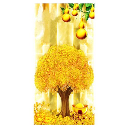케이엠엘리 3D 황금재물 나무 2 보석십자수 DIY 세트 50 x 100 cm, 혼합 색상, 1세트
