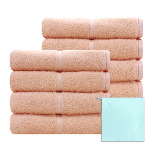 송월타월 프리미엄 수건 120g 8p + 테리베이커리 고리타올 랜덤 발송, 살구, 1세트