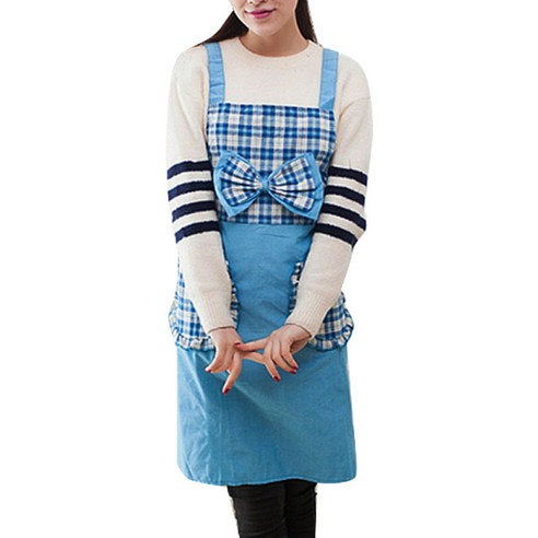 이코디 왕리본 앞치마, 블루, 1개