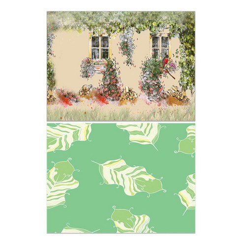 로엠디자인 실리콘 식탁매트 2p 가든, 가든, 깃털(연두), 385 x 285 mm